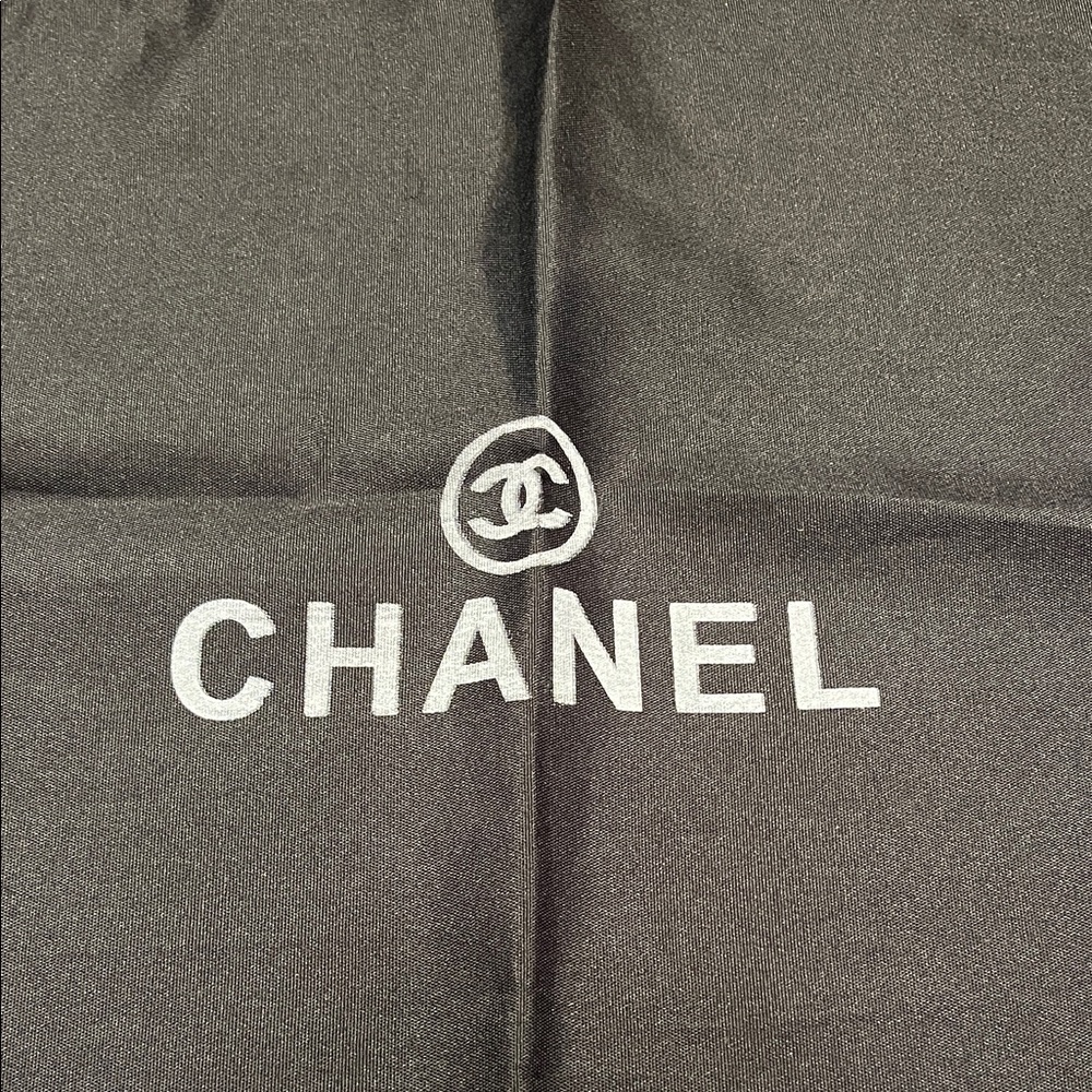 CHANEL Black Drawstring Dust Bag with White Logo